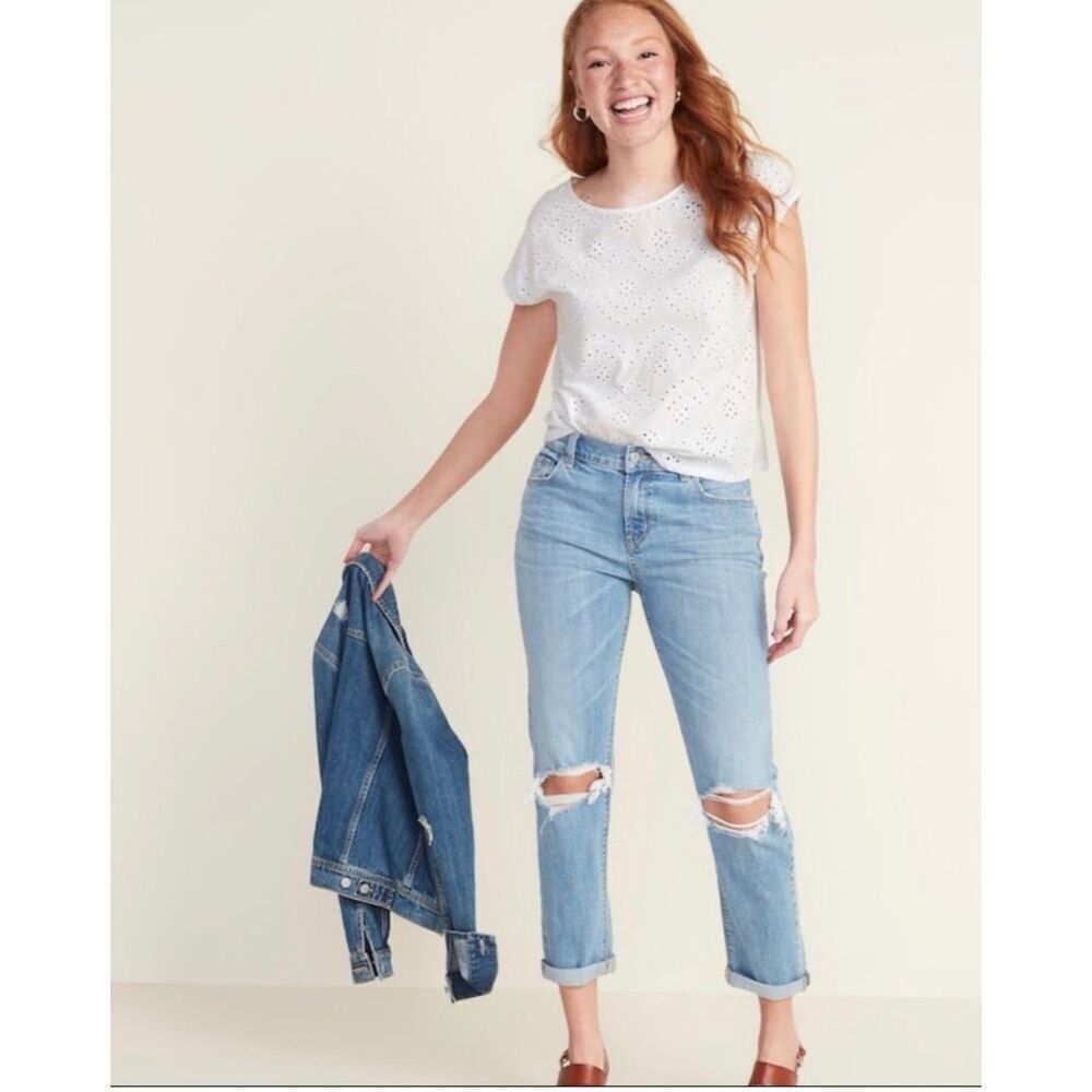 Womens Old Navy Calla Lily Eyelet Front Short Sleeve Top - Sz XXL